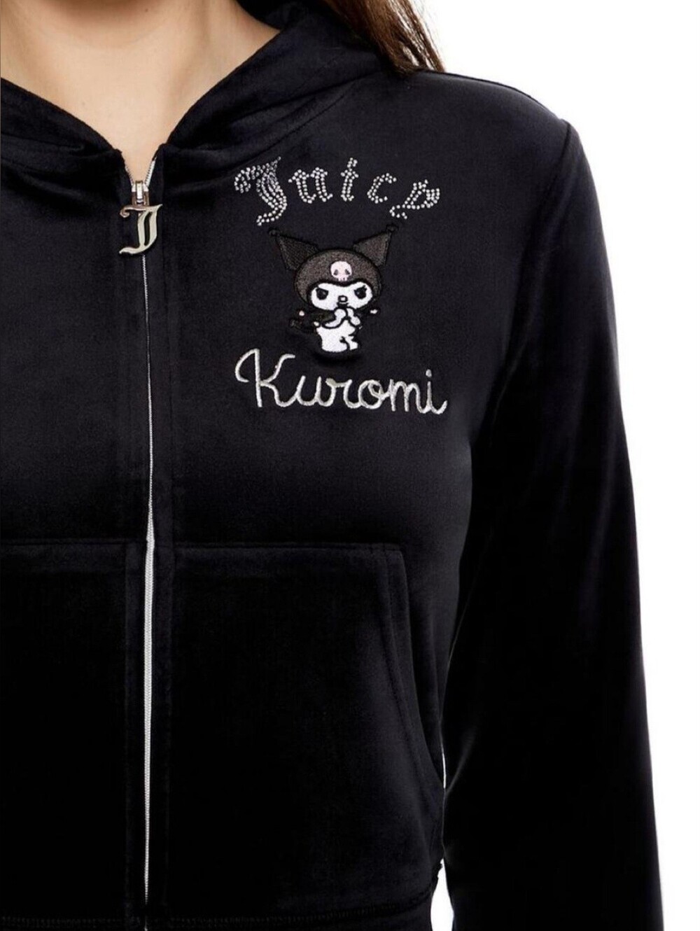 NWT Kuromi Juicy Couture Forever 21 Black Velour Zip Hoodie XL